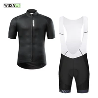 wosawe reflective cycling sets summer mens quick drying tight fitting short sleeved top outdoor breathable bib stretch shorts