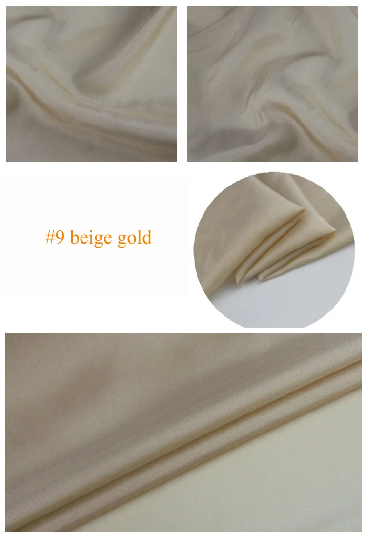 9 beige gold Чистый шелк тутового шелкопряда подкладка ткань habutai Tissu - Цвет: 9 beige gold