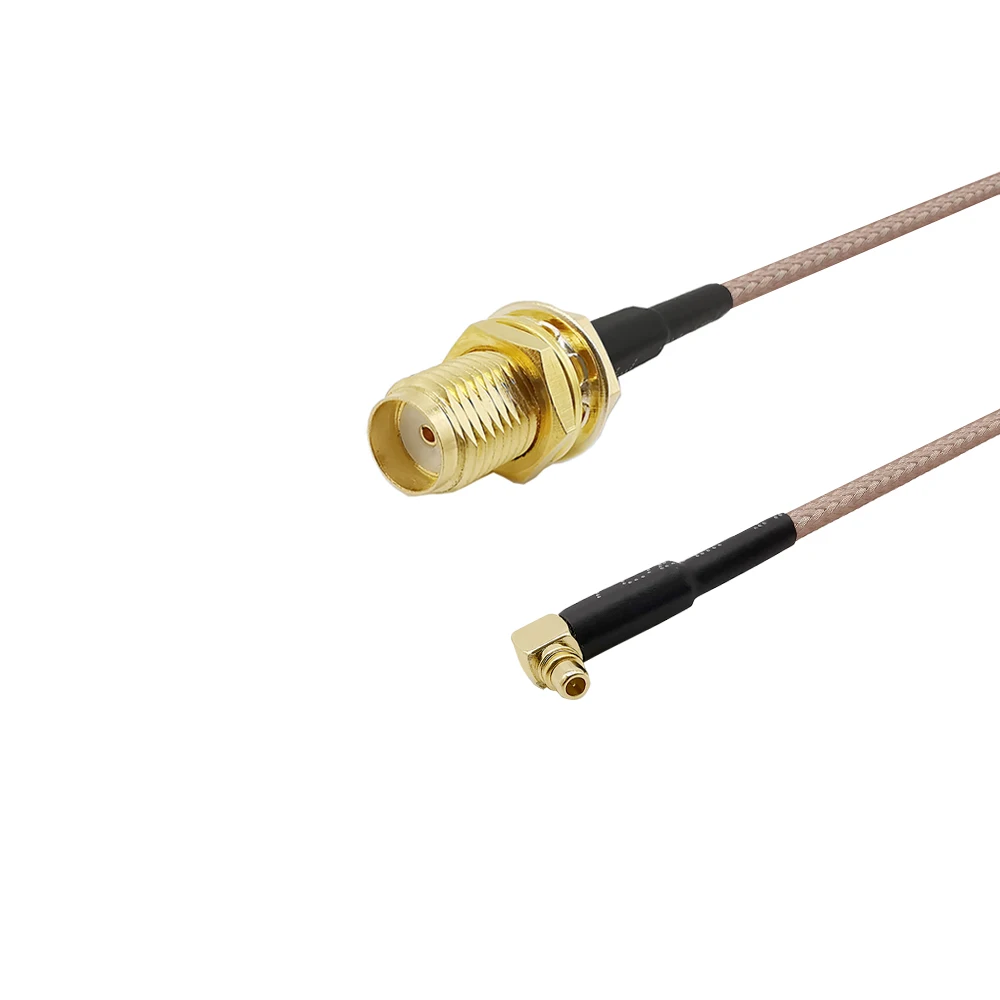 MMCX Мужской правый угол к SMA Гнездовой разъем прямой сборки RF удлинитель