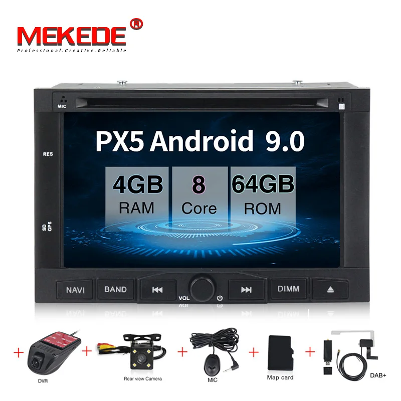 Автомобильный мультимедийный плеер MEKEDE HD 4 + 64 ГБ PX5 1024x600 2din Android 9 0 DVD радио аудио GPS