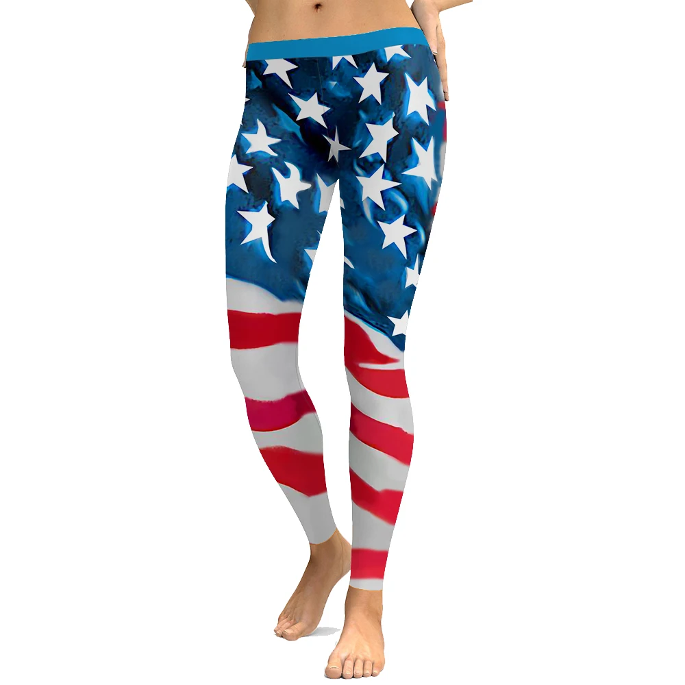 

LOVE SPARK Full Length Women Leggings S To 4xL American Flag Printing fitness leggins 6 Patterns