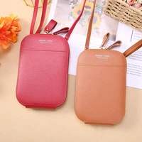 korean mini thin girl phone bag pu leather shoulder bag for women card holder simplicity zipper storage cross body bag lady new