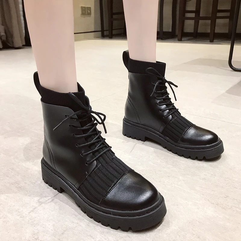 Модные Ботинки martin фирменный дизайн ботильоны женская обувь мягкие черные