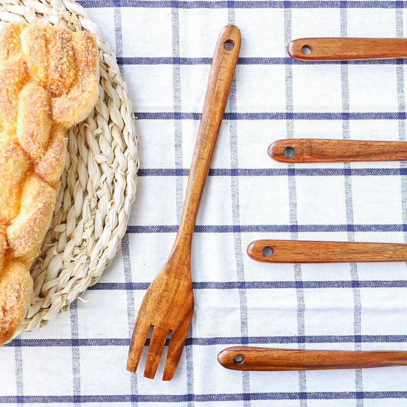 Японский Акация деревянная вилка ручной работы салата смешивания кухонная