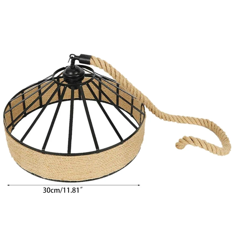 

Retro Industrial Iron Vintage Loft Chandelier Hanging Lamp Vintage Rope Pendant Lamp Ceiling Lamp, Rustic Hemp Rope Iron Candles