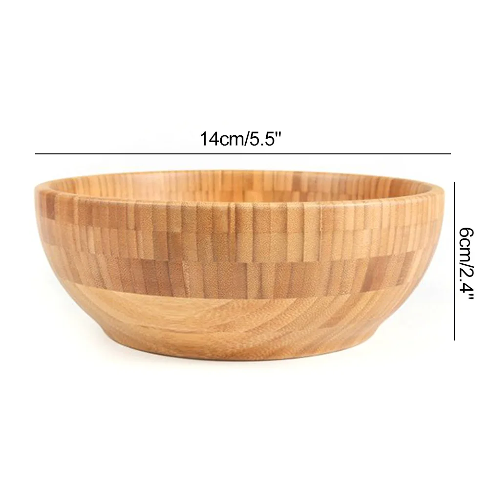 

Bamboo Salad Bowl Round Serving Bowl Natural Wood Dishware for Fruit Snacks Appetizers