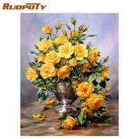 ruopoty yellow flowers diy painting by numbers home wall art picture modern canvas painting unique gift for room decoration 4050