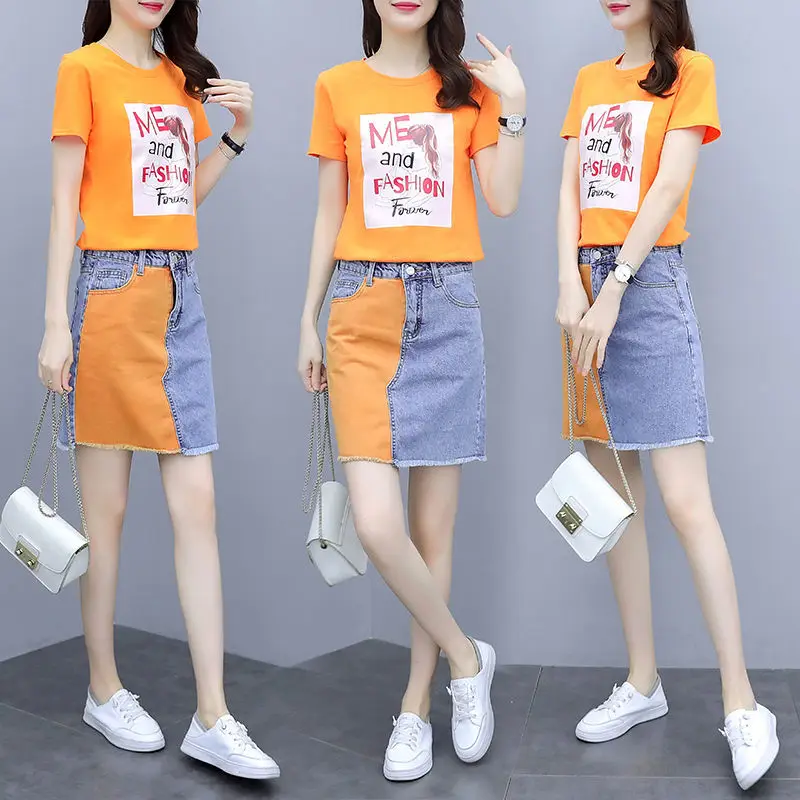 

Denim hip skirt summer new age reducing & slim suit two piece skirt