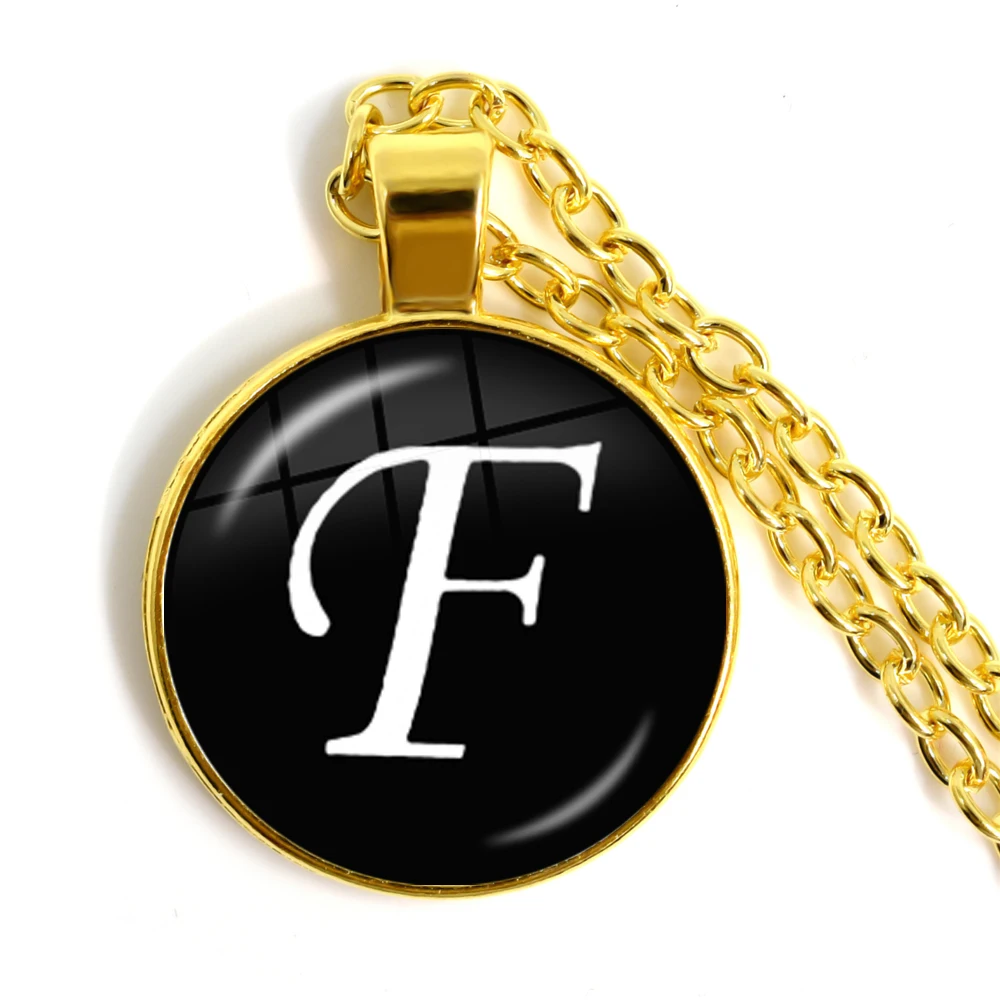 

New Arrival A-Z Silver Color Letter Name Necklace For Women Men's Glass Dome Pendant Anniversary Jewelry Gift