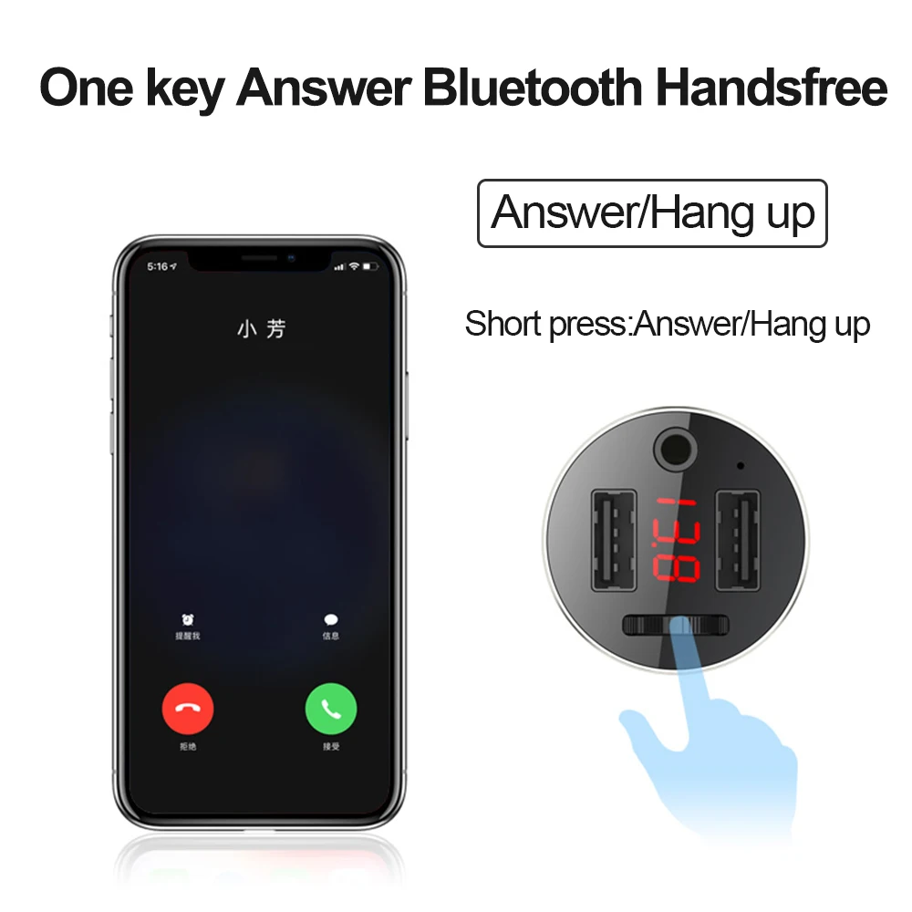 Автомобильная гарнитура JINSERTA Bluetooth 5 0 FM-передатчик AUX Выход mp3-плеер 4.8A зарядное