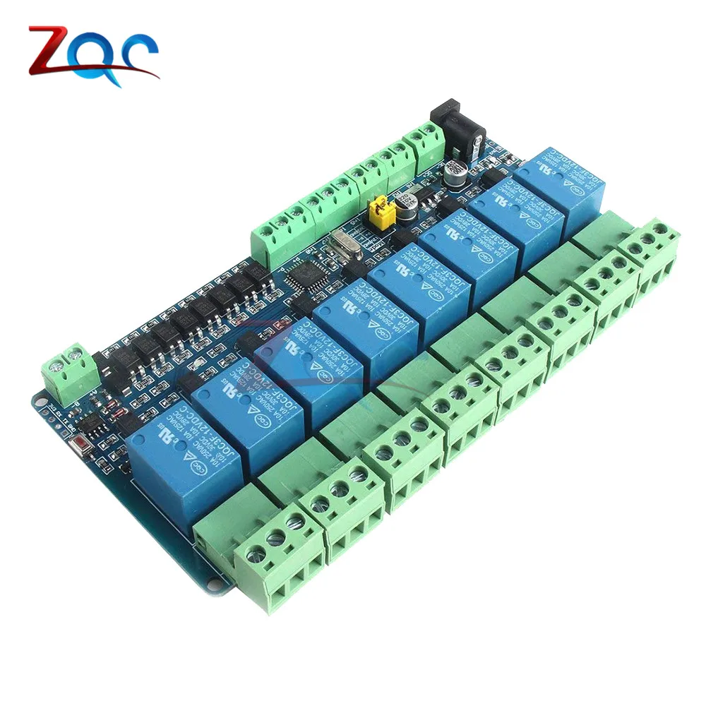 Modbus Rtu 8 каналов 12 В релейный модуль переключатель вход/выход RS485/ttl реле интерфейса связи 8 индикатор реле доска
