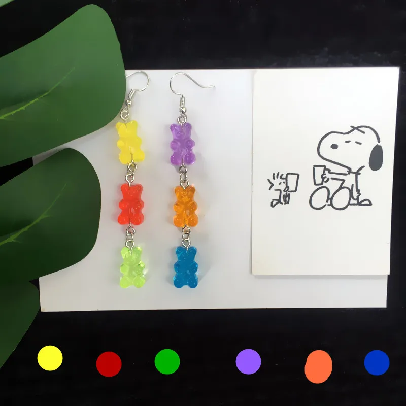 Новые креативные Забавные милые 6 шт. мультфильм Медведь висячие серьги макароны