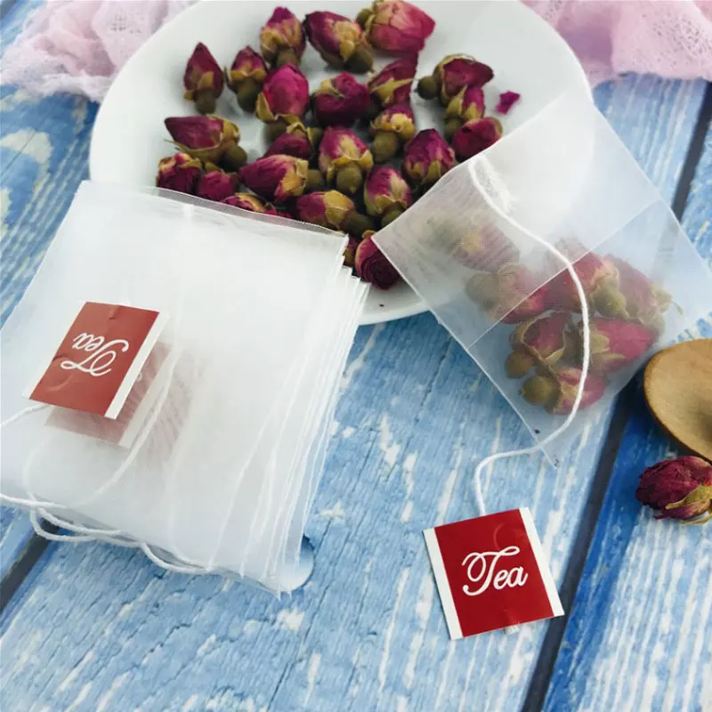 1000 шт./лот одноразовые пустые чайные пакетики с кулиской нейлоновые складные