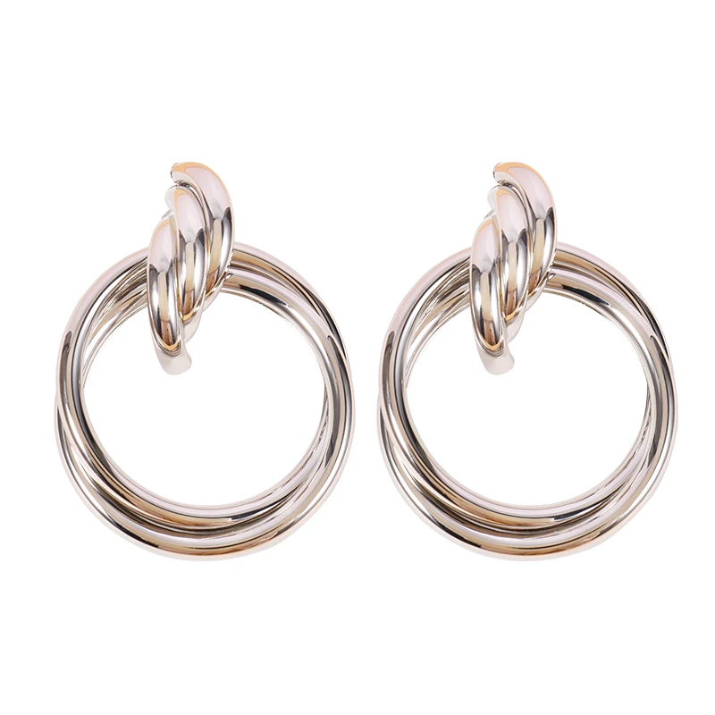 

Badu Fashion Exaggerated Geometric Earring for Women Punk Big Long Twisted Metal Circle Female Statement Earring