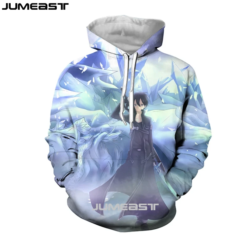 Jumeast Мужская Женская 3D Толстовка меч искусство онлайн большие пальто уличная