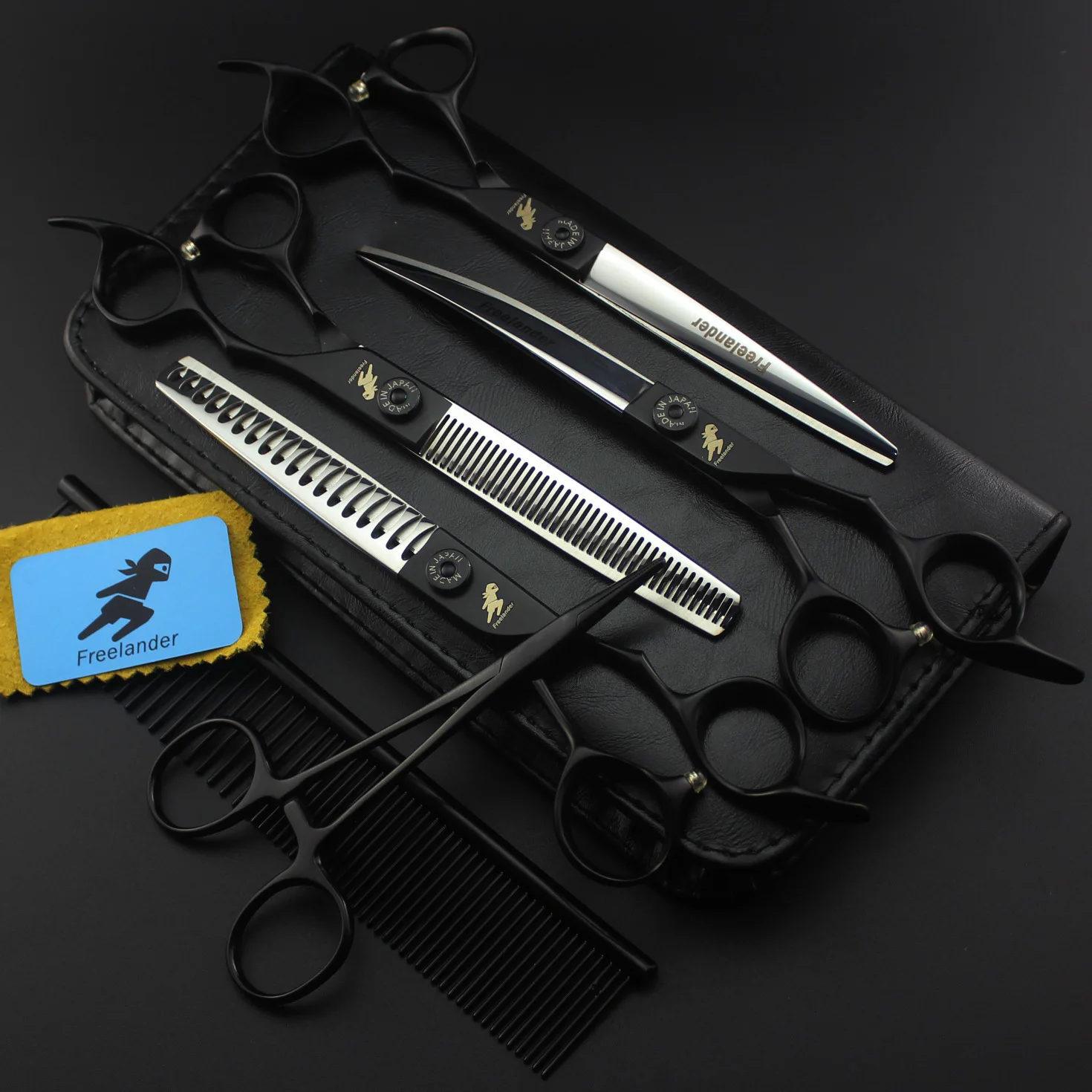 

Professional JP440C 7 Inch Dog Scissors Pet Grooming Set Straight&Thinning&Curved Scissors Kits Dog Shears Set