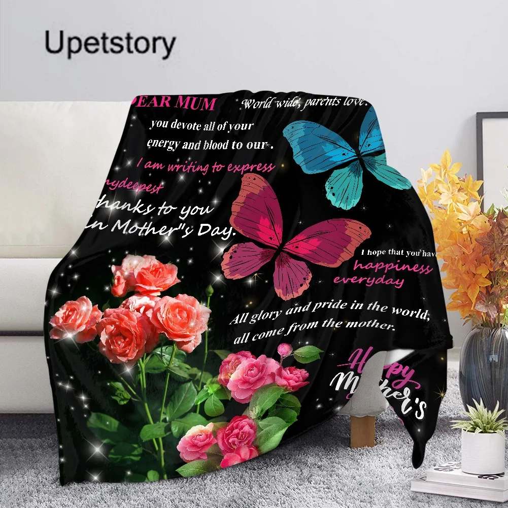 

Upetstory Love Letter to My Mom Winter Fleece Blankets Women Bedroom Soft Bedspread Sofa Warm Throw Blanket Adults Bedding Manta