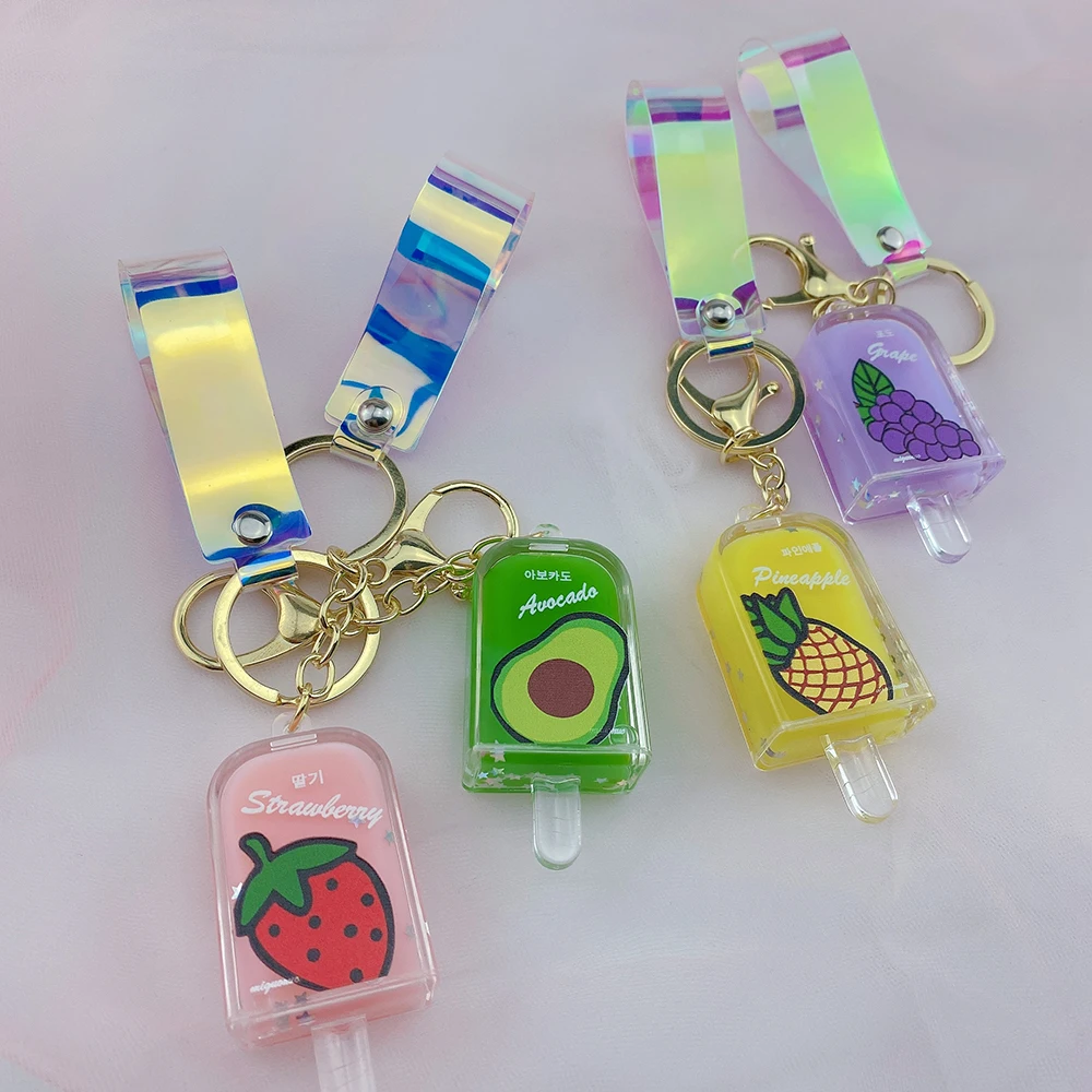 

Floating Milk Pig Fruit Cartoon Key Ring Ladies Bag Pendant Car Key Ring Small Gift Creative Birthday Gift Laser Key Ring