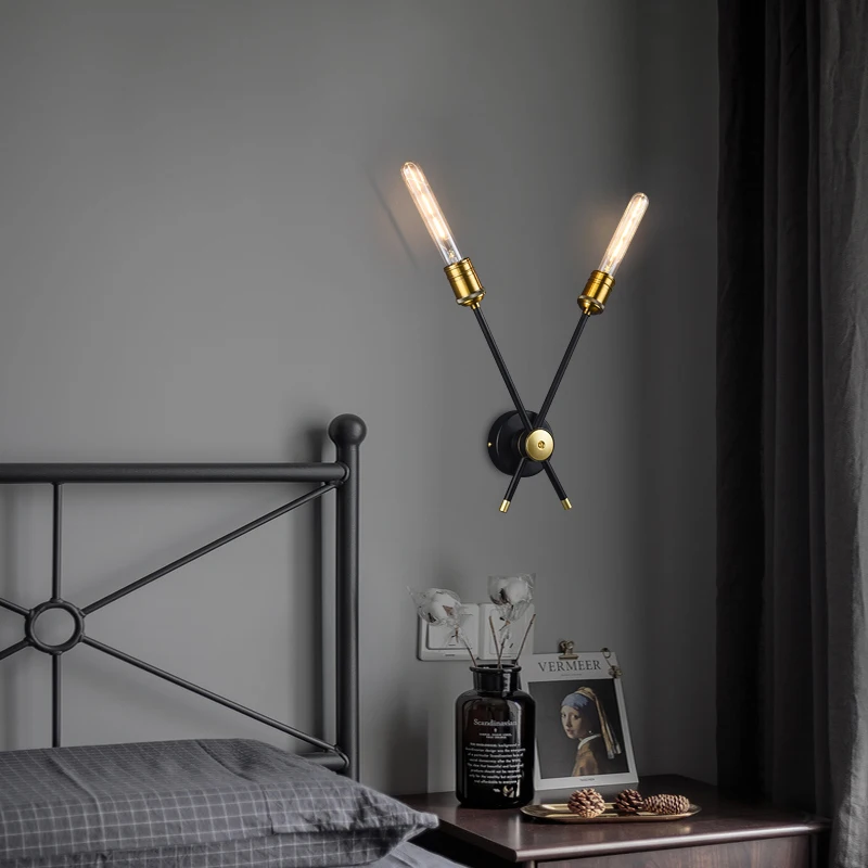 

American Vintage Retro Industrial Loft Bar Corridor Wall Lamp LED Iron Art Decor Home Gold Black Aisle Bar Coffee Background