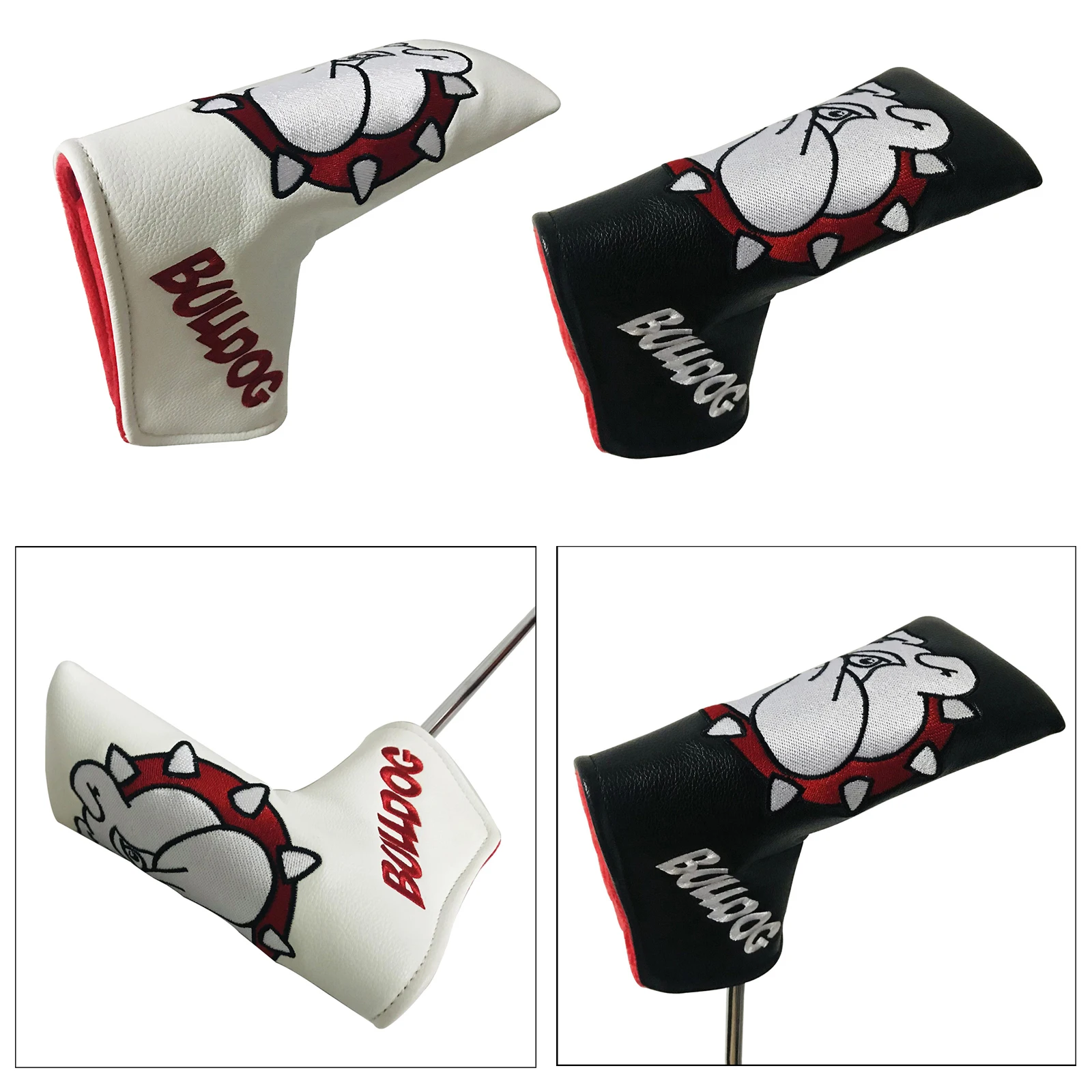 

Golf Blade Putter Cover Dog Embroidery Headcover Synthetic Leather Magnetic Closure Replacement Waterproof Golf Club Head Cover