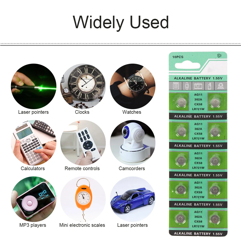 

AG11 Battery ,10pcs LR721 361A LR721 Button Batteries SR721 362 162 Cell Coin Alkaline Battery 1.55V For Watch Toys Remote