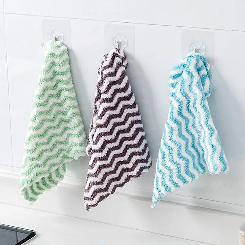 Кухонные салфетки в полоску для мытья посуды ткань чистки стола утолщенная