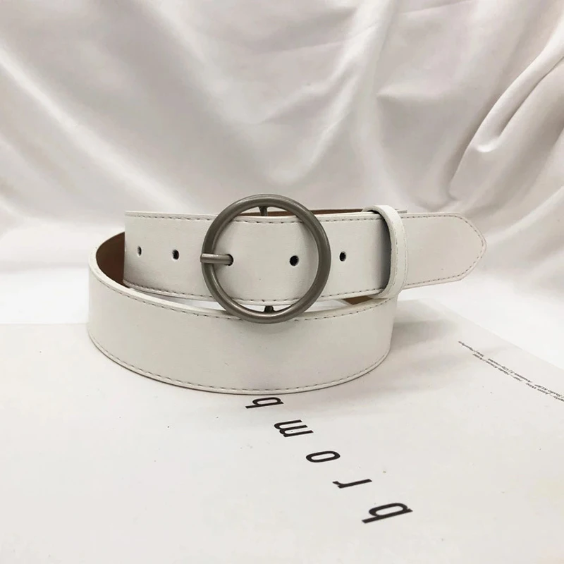 

Ring silver buckle pin women belt youth fashion casual jeans all-match imitation leather belts adjustable Feminine decoration