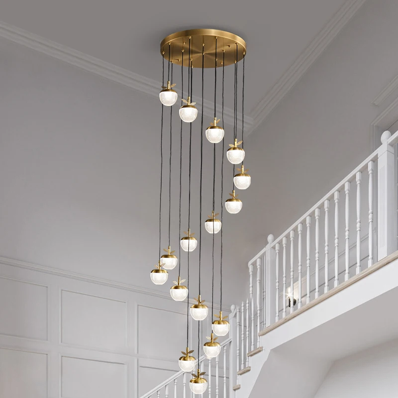 

Stair chandelier luxury minimalist Apple apartment small duplex building lamp modern simple rotating villa long chandelier