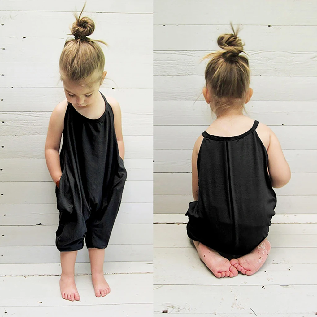 Новый летний комбинезон для малышей Детский девочек модный однотонный синий на