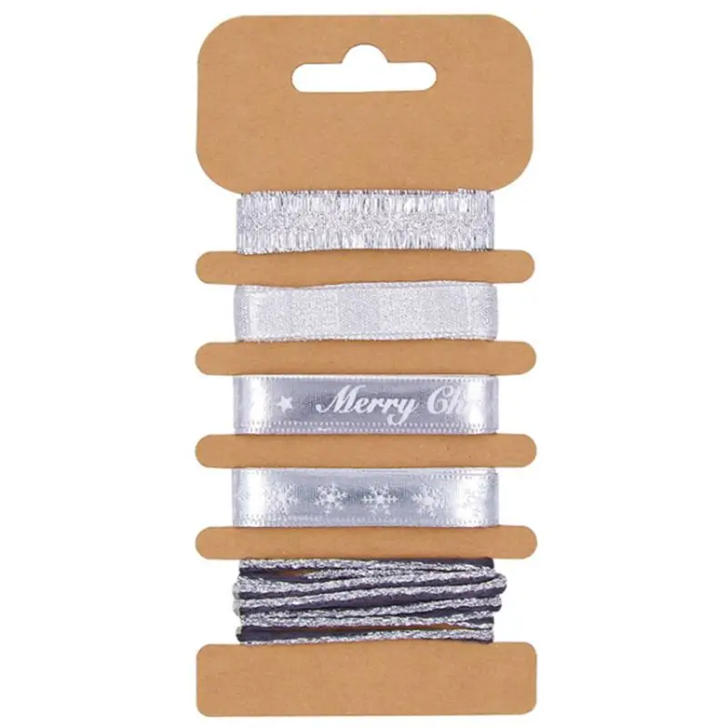 

5Pcs/Set Merry Christmas Metallic Grosgrain Ribbon for Holiday Party DIY Gift Pacakge Wrapping Hair Bow Clip Accessory