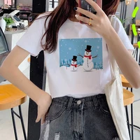 2021 female kawaii snowman white t shirt 90s cute art tee hipster grunge top streetclothing summer graphic casual