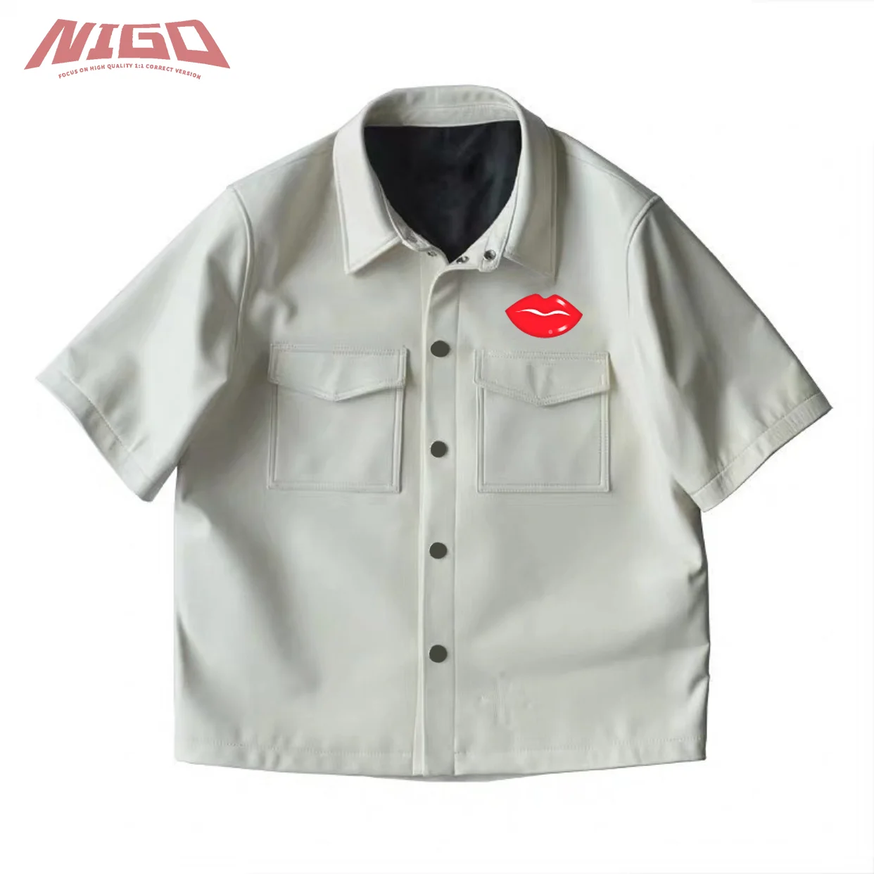 

NIGO CH 21ss красные губы натуральная кожа половина рубашки # nigo882