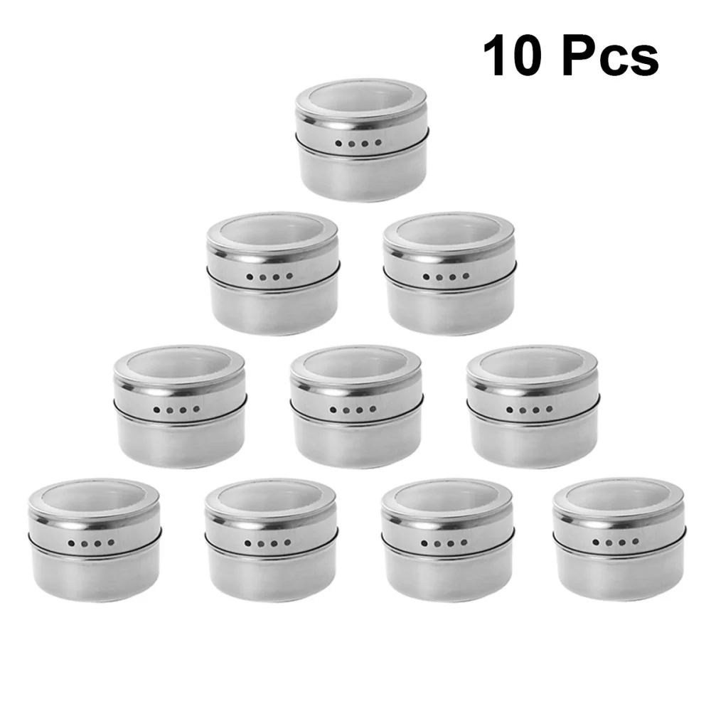 10 шт. Нержавеющая сталь емкости для хранения специй Магнитный банки Портативный