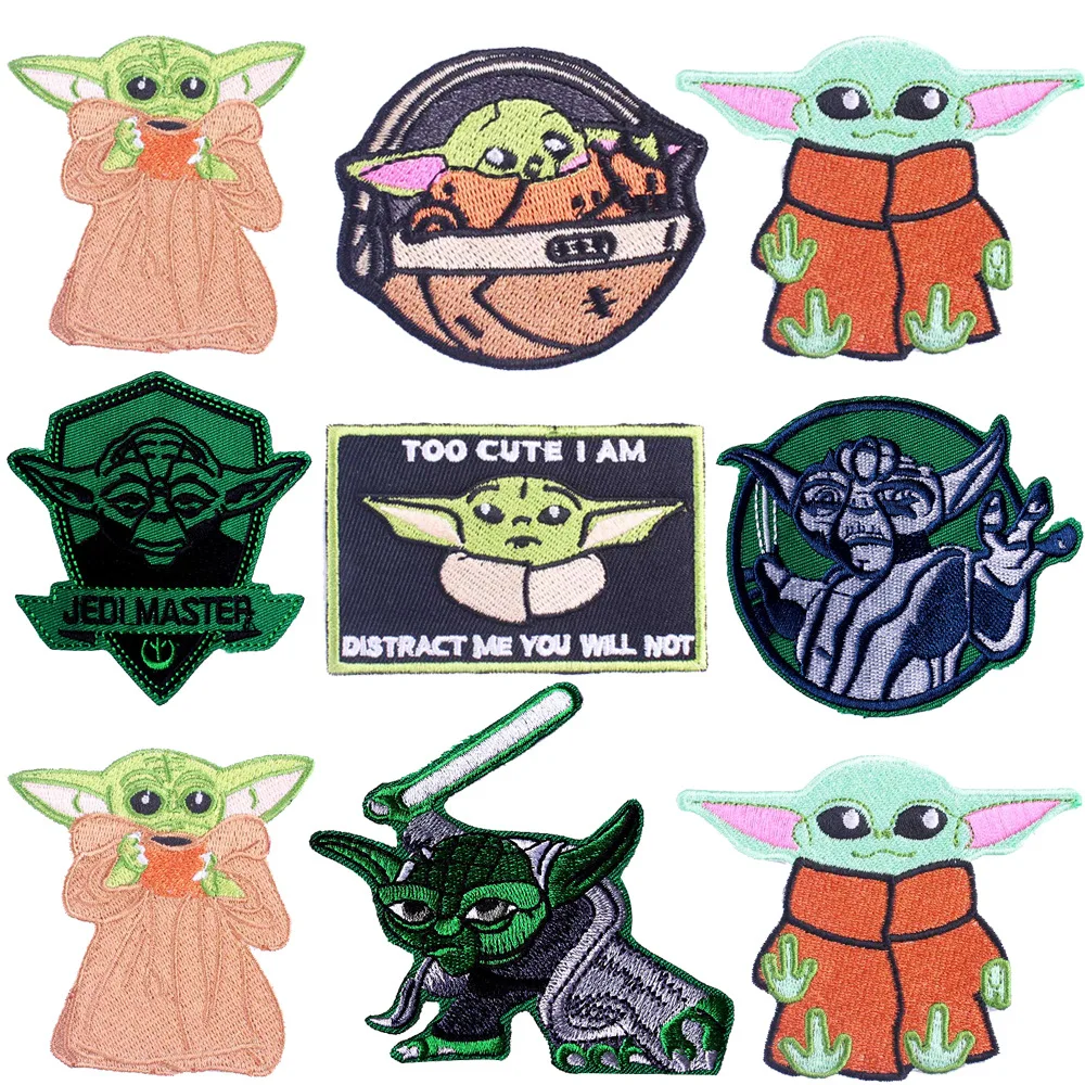 Disney Kawaii Disney Yoda Baby Cartoon Embroidery Cloth Paste  Embroidery Clothing Accessories Decoration Patch Gift for Kids