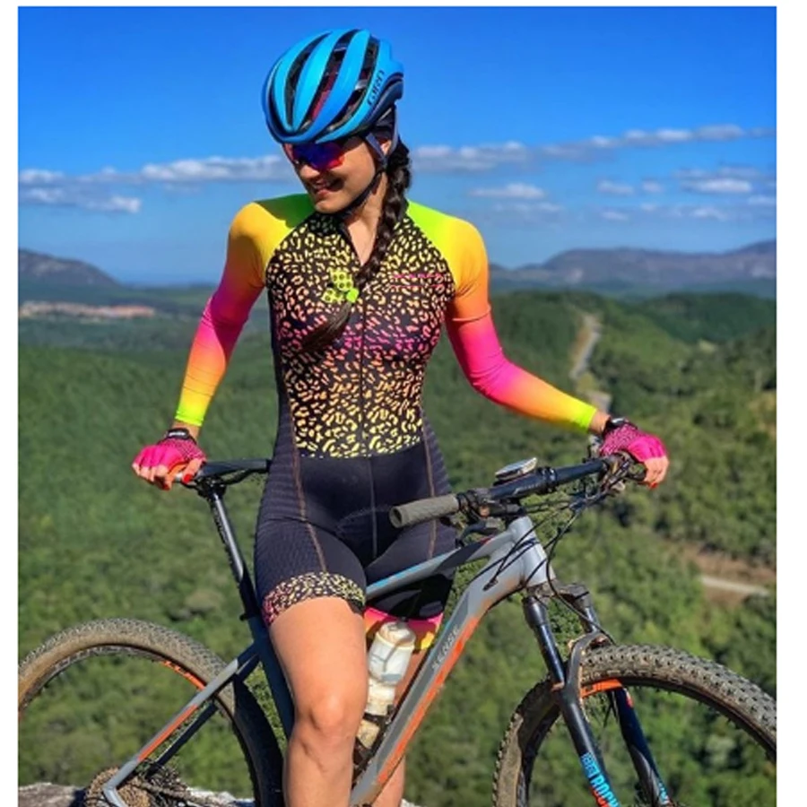 The New XAMA Pro Team Triathlon Set Cycling One Piece JumpsuitSleeve Women's Long Sleeve Cycling Jersey Style Breathable 9D Gel
