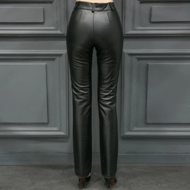 Женские сексуальные обтягивающие брюки из натуральной кожи размера плюс S-5XL
