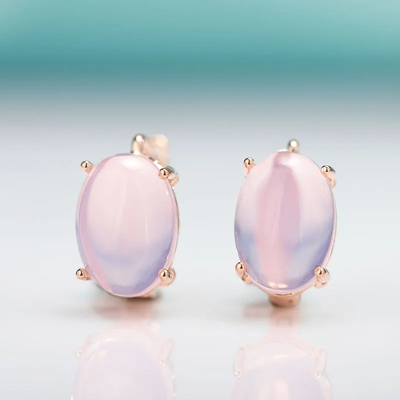 gold pink MAIKALE, новинка, модные овальные серьги-гвоздики для женщин, розовое золото, хорошее ювелирное изделие, циркониевые цветные серьги, Ультрамодная бижутерия, серьги, бижутерия, подарок - Окраска металла: gold pink