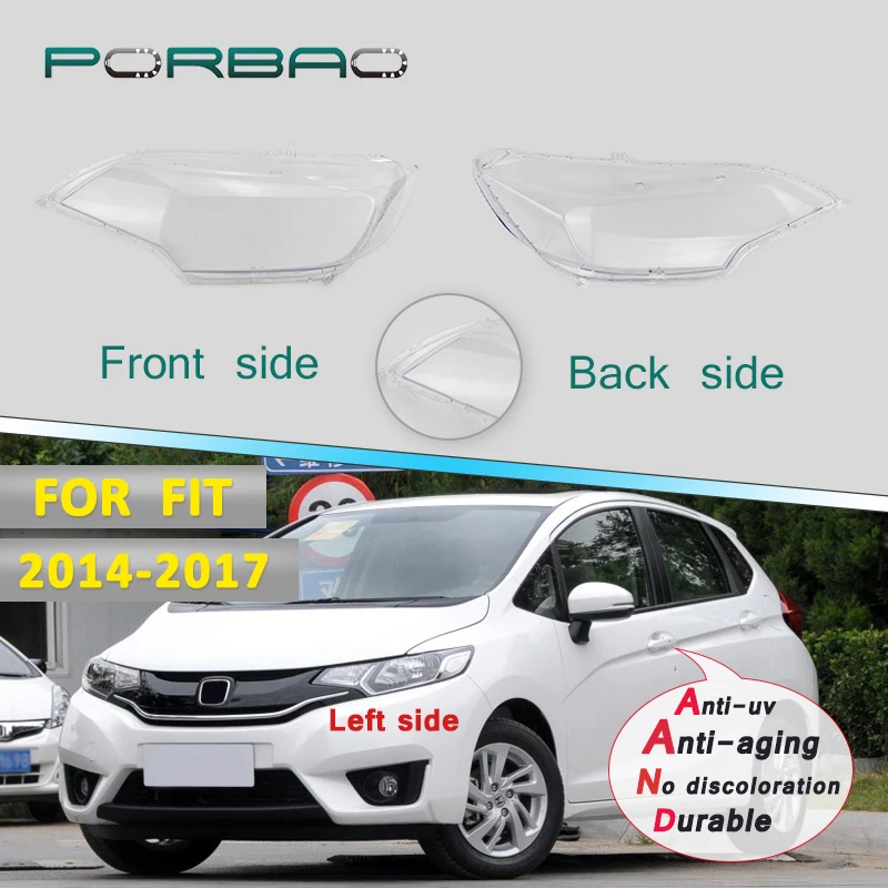 

For FIT / Jazz 14-17 Headlight Transparent Glass Lens Cover Headlight Lampshade headlamp clear shell Replacement DIY