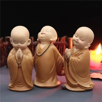 resin buddha statues buddhist mini monk sculpture tea set buddha figurine sculpture handmade car home room decor crafts gifts