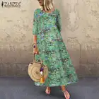 Женский сарафан с цветочным принтом, богемное вечерние платье с рукавом 2021, осень 34