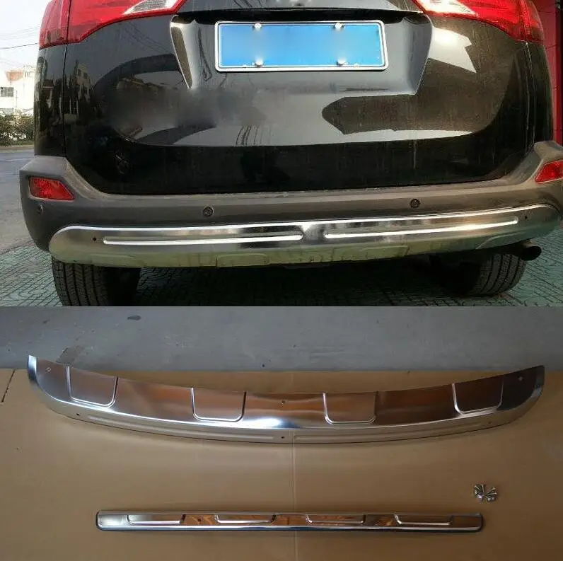 2pcs Чехол для Toyota RAV4 2013 высококачественная нержавеющая сталь+ Задний бампер протектор защита для автомобиля-Стайлинг - Цвет: 2pcs