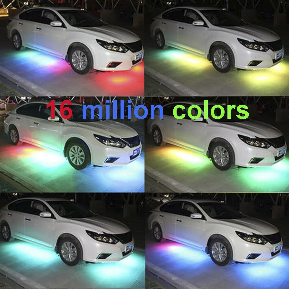 4 шт. автомобиля 12V RGB Светодиодные ленты Bluetooth App Управление течет Цвет под