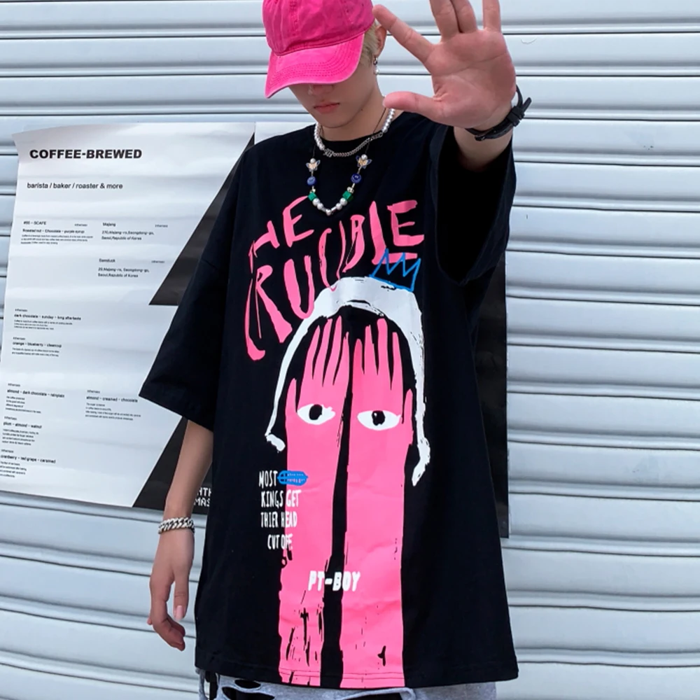 

Dark Icon Men's Novelty Graphic T Shirts with Cool Designs High Street T-shirt For Men Summer Oversized Short-sleeved Tees