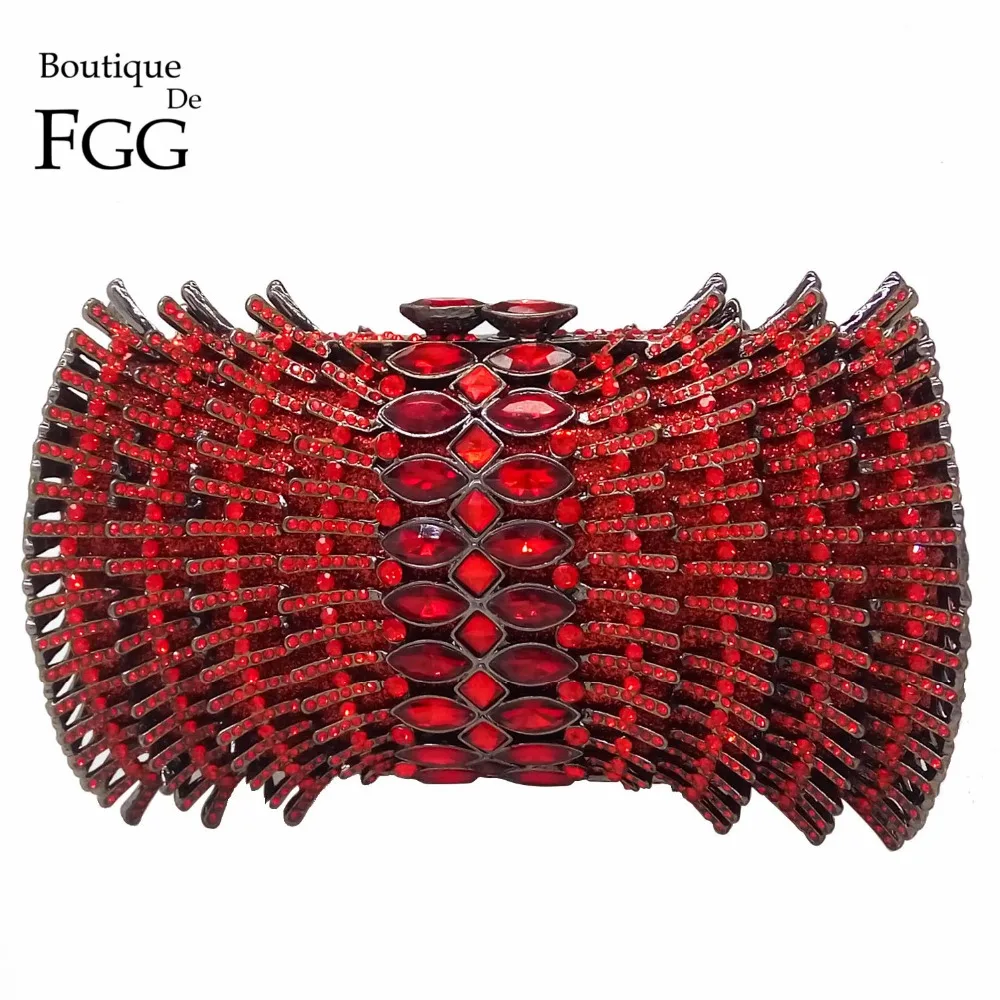 Женская вечерняя сумочка Boutique De FGG розовая пурпурно с кристаллами свадебная для