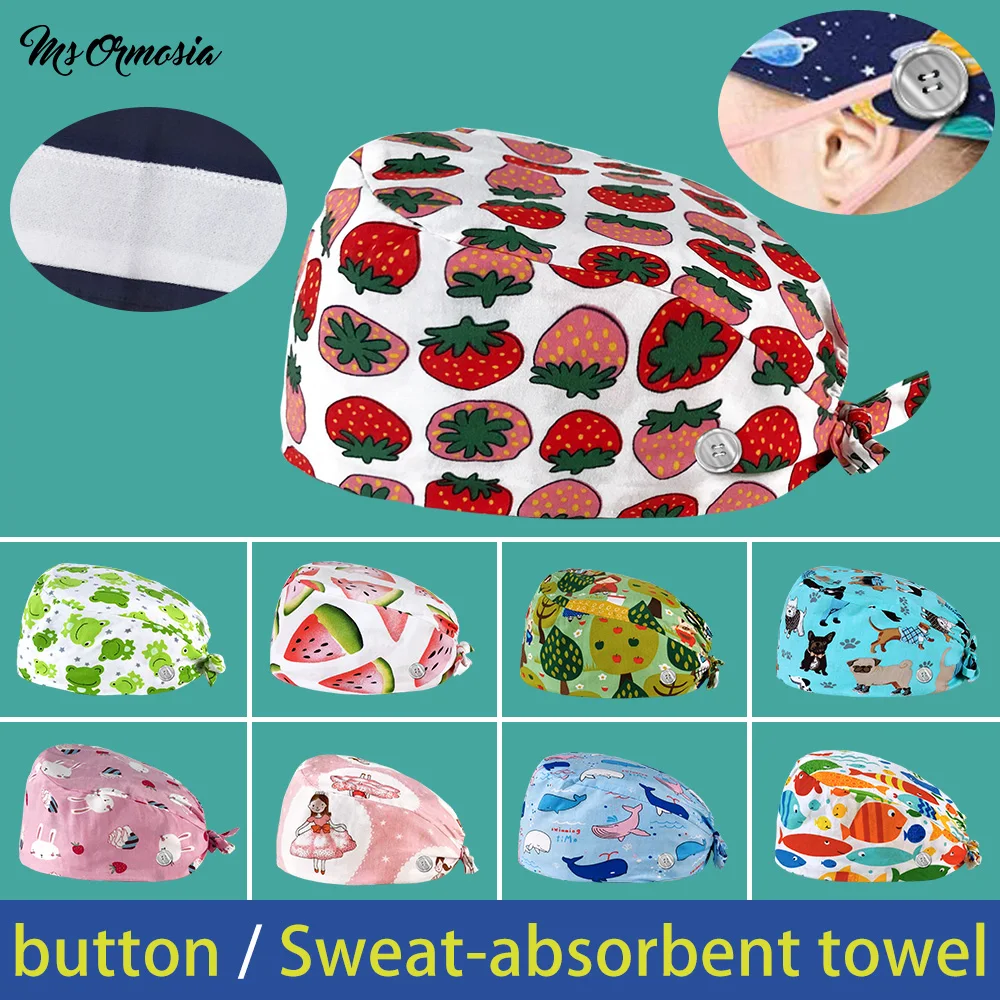 

Шляпа с пуговицами, лето из хлопка с мультяшным принтом, с логотипом заказчика, рабочая шляпа