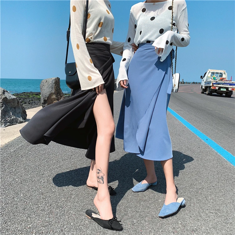 Женская Длинная пляжная юбка с разрезом сбоку элегантная трапециевидная цельная