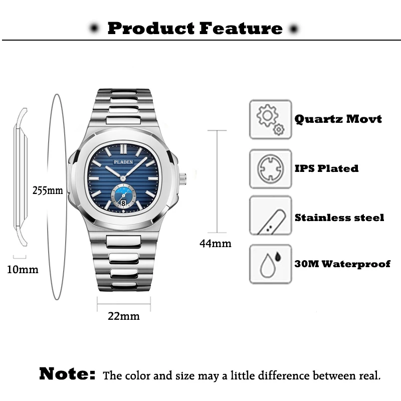 

New Two Tone Gold Patek Watch Nautilus 5711 Designer Diving Watch Men Black Dial Chronograph Steel Bracelet AAA Waterproof Watch