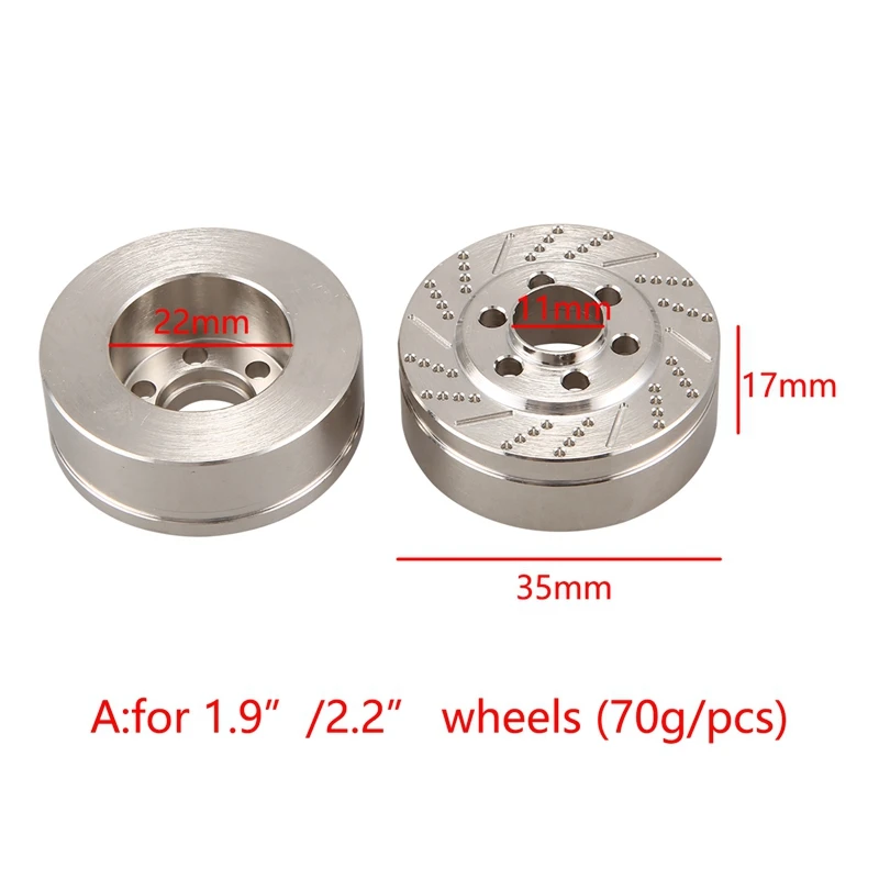 

2PCS Stainless Steel Wheel Balance Weight Counterweight for Wheel TRX4 Axial SCX10 90046 AXI03007