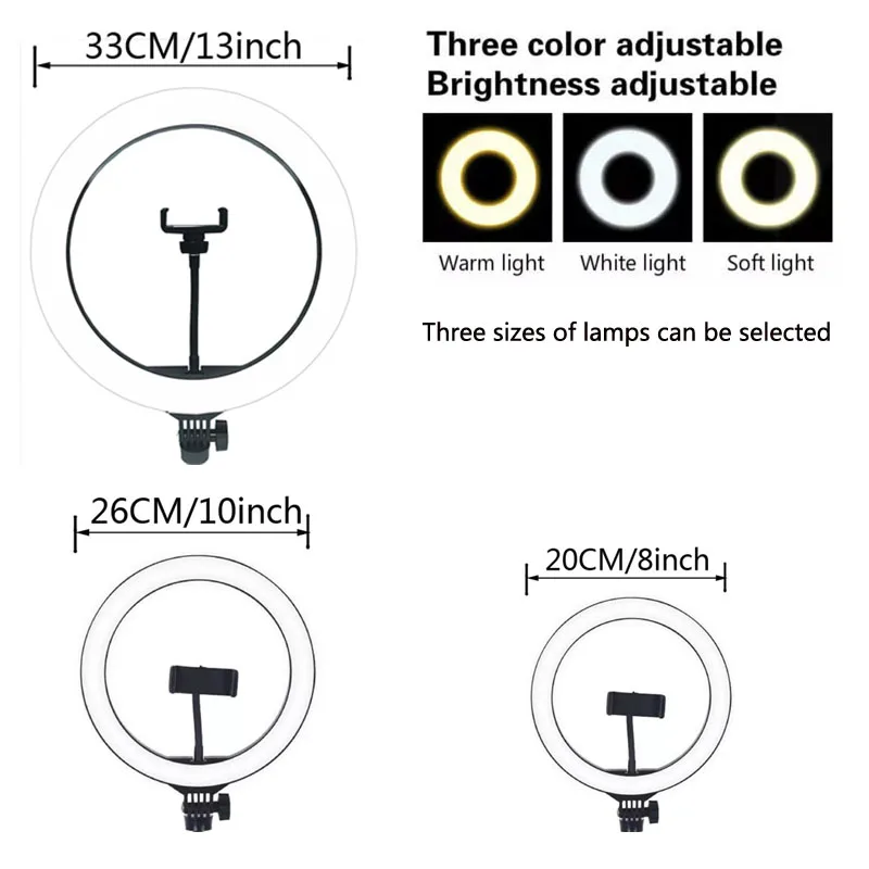 

Video Lights Dimmable Light Selfie LED Ring Light USB Ring Lamp With Tripod Stand Rim Of Light To Make TikTok Youtube ringlight