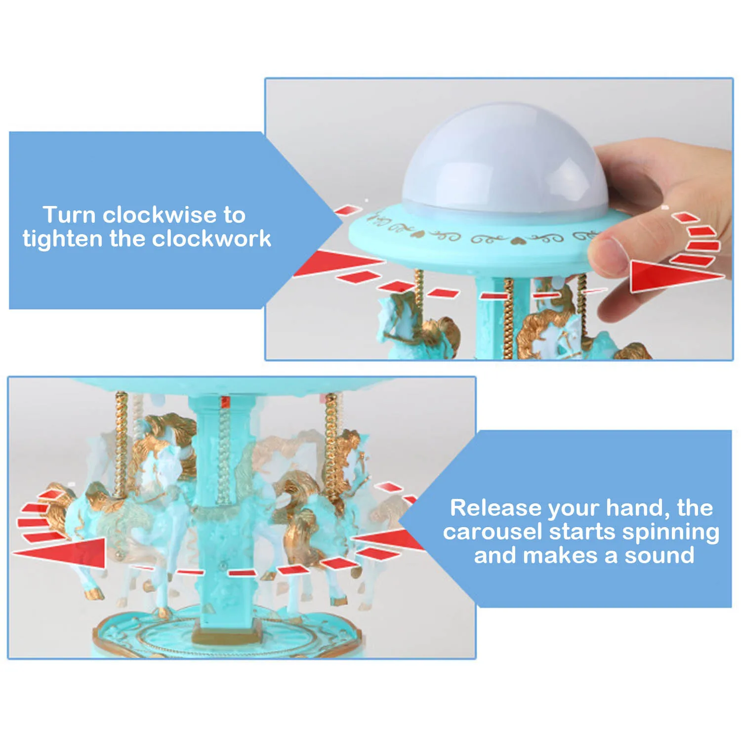 

Bevigac Cute Rotating Horse Carousel Style Lights Shine Music Box Projector for Valentine Day Birthday New Year Child Girls Gift